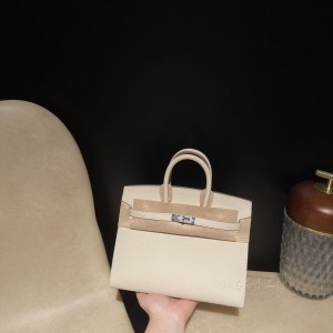 hermes birkin 25cm 铂金包 epsom皮 外缝 10奶昔白(爱马仕铂金包内里什么皮)