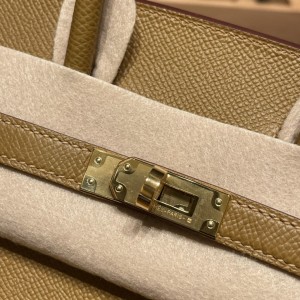 hermes birkin Sellier 25cm epsom皮 外缝 青铜色 金扣(hermes birkin包)