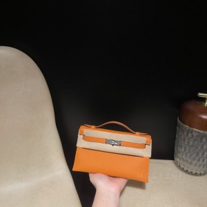 hermes mini kelly Pochette 21cm 一代 epsom皮 93橙色(hermes aline mini) 官网