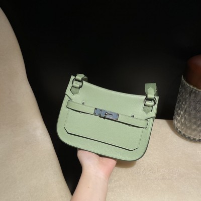 hermes jypsiere mini 23cm 吉普赛 <strong>Evercolor</strong>皮 3I牛油果绿 银扣