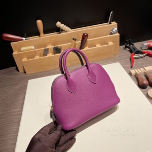 hermes bolide mini 18cm 保龄球 evercolor皮 P9海葵紫 金扣(爱马仕保龄球包需要配货吗)