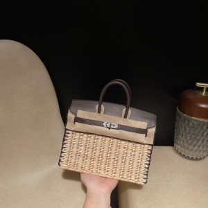 hermes birkin Picnic 25cm swift皮编藤条 野餐包 0G马鞍红(爱马仕藤条野餐包)