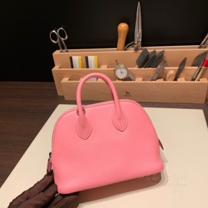 hermes bolide mini 18cm 保龄球 山羊皮Chevre 1Q奶昔粉 银扣