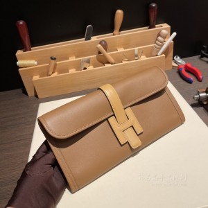 hermes Jige elan Clutch 手拿包 晚宴包 29 swift皮 3G栗子色拼4B饼干色(hermes paris包) 官网