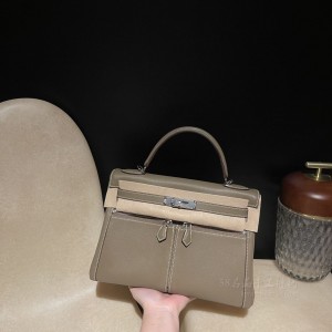 hermes kelly lakis 32cm swift皮 18大象灰 银扣 官网