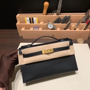 hermes mini kelly Pochette 21cm 一代 swift皮 89黑色 金扣 细节图