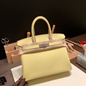 hermes birkin 30cm 铂金包 togo皮 1Z小鸡黄银扣(hermes铂金包价格)