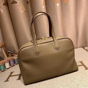 hermes Victoria 35cm 维多利亚 TC Clemence皮 18大象灰 金扣(爱马仕大象灰kelly) 图片