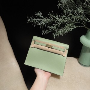 hermes kelly Danse 跳舞包 evercolor皮 3I牛油果绿 金扣