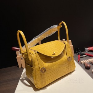 hermes Lindy 26cm 琳迪 尼罗鳄鱼皮nilo crocodile Matte雾面 M9金盏花黄 金扣