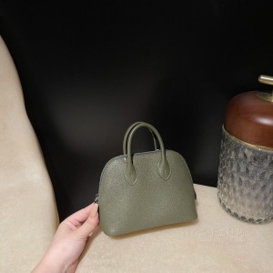 hermes bolide mini 18cm 保龄球 山羊皮Chevre V6丛林绿银扣(爱马仕保龄球包真假鉴定图解)