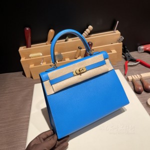 hermes kelly 25cm 凯莉包 epsom皮 0F弗里达蓝 金扣(hermes凯莉包mini)