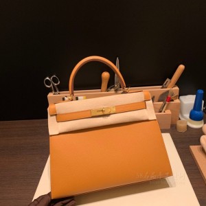 hermes kelly 28cm 凯莉包 epsom皮 1H太妃金 金扣