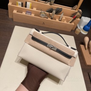 hermes mini kelly Pochette 21cm 一代 epsom皮 10奶昔白 89黑 银扣 尺寸