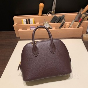 hermes bolide mini 18cm 保龄球 evercolor皮 0G马鞍红内拼覆盆子 金扣