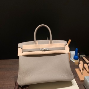 hermes birkin 35cm 铂金包 togo皮 M8沥青灰 银扣(爱马仕铂金包皮料)