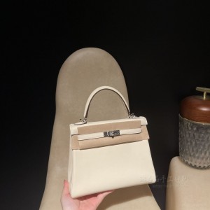 hermes kelly 25cm 凯莉包 swift皮 i2奶油白 银扣(hermes凯莉包mini)