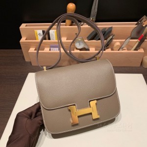 hermes Constance 19cm 康康 空姐包 epsom皮 18大象灰 金扣(爱马仕空姐包什么价格)