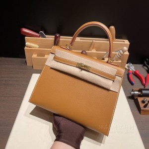 hermes kelly 25cm 凯莉包 epsom皮 37金棕 金扣