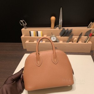 hermes bolide mini 18cm 保龄球 evercolor皮 37金棕 金扣(爱马仕保龄球包怎么样值得买吗)