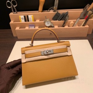 hermes mini kelly 19cm 二代 epsom皮 2S芝麻色 银扣(hermes mini lady)