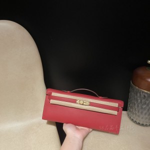 hermes kelly cut 31cm 凯莉手包晚妆包 swift皮 Q5中国红 金扣(hermes凯莉包mini) 价格