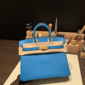 hermes birkin 25cm 铂金包 swift皮 0F弗里达蓝(hermes铂金包包)