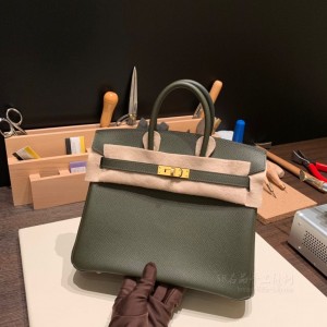 hermes birkin 25cm 铂金包 epsom皮 C6灰绿 金扣(hermes铂金包黑金价格)