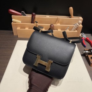 hermes Constance 19cm 康康 空姐包 evercolor皮 89黑色 金扣(康康包爱马仕价格)