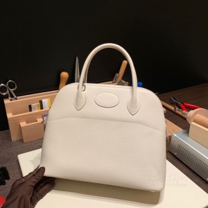 hermes bolide 31cm 保龄球 epsom皮 10奶昔白 银扣