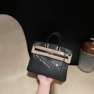 hermes birkin Rock 25cm 89黑色银扣FW(爱马仕黑银birkin 30多少钱)