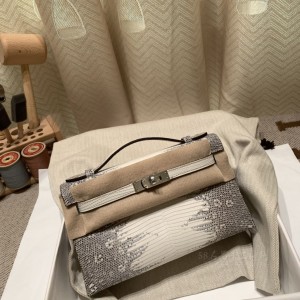 hermes mini kelly Pochette 21cm 一代 lizard蜥蜴皮 1B雪花自然色 银扣(爱马仕蜥蜴皮kelly) 官网