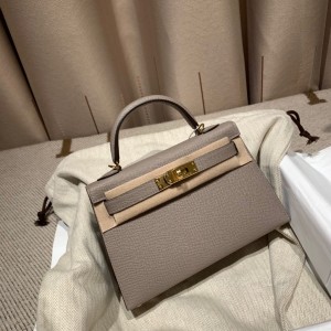 hermes mini kelly 19cm 二代 epsom皮 M8沥青灰 金扣(hermes mini lady)