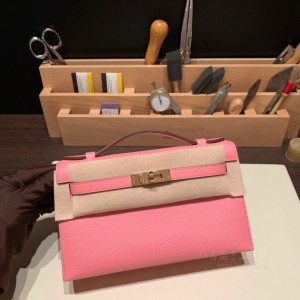 hermes mini kelly Pochette 21cm 一代 epsom皮 1Q奶昔粉 玫瑰金扣(hermes verrou mini) 官网