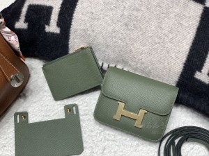 hermes Constance slim 康康腰包 epsom皮 V6丛林绿 金扣 价格