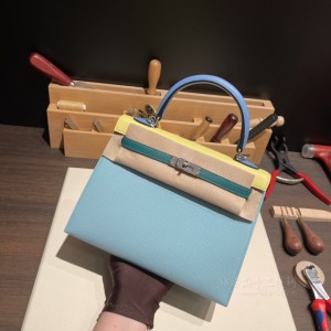 hermes kelly 25cm 凯莉包 epsom皮 拼色 五拼色(爱马仕凯莉包内部细节)