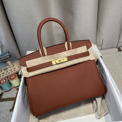 hermes birkin 30cm 铂金包 <strong>togo</strong>皮 古铜色 金扣(爱马仕铂金包扣是金的吗)