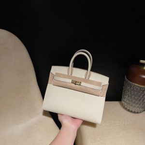 hermes birkin Sellier 25cm epsom皮 外缝 10奶昔白 金扣(爱马仕birkin奶昔白多少钱)