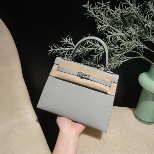 hermes kelly 25cm 凯莉包 epsom皮 4Z海鸥灰(爱马仕凯莉包哪个颜色最经典)