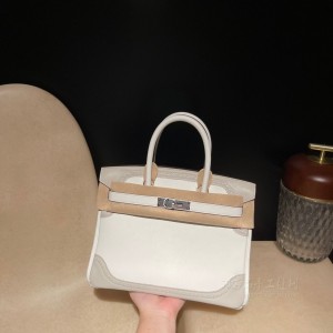 hermes birkin Ghillies 30cm swift皮 限量款双拼蕾丝 01纯白拼80珍珠灰 银扣(hermeskelly)