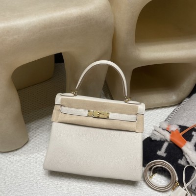 hermes kelly 28cm 凯莉包 <strong>togo</strong>皮 10奶昔白craie 金扣