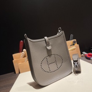 hermes Evelyne mini 16cm 伊芙琳TC Clemence皮 8F锡器灰Etain 银扣