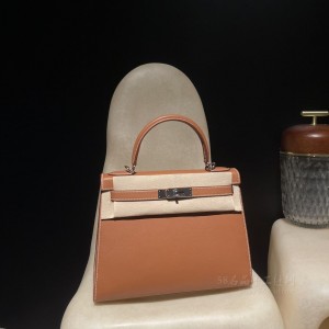 hermes kelly 28cm 凯莉包 swift皮 外缝37金棕 银扣