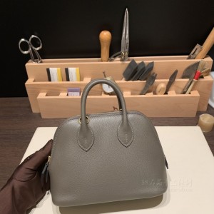 hermes bolide mini 18cm 保龄球 evercolor皮 8F锡器灰 金扣