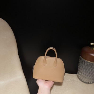 hermes bolide mini 18cm 保龄球 evercolor皮 0M玛萨拉茶色(保龄球包 爱马仕)
