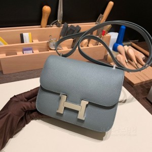 hermes Constance 19cm 康康 空姐包 epsom皮 63杏绿 银扣_1(爱马仕空姐包官网价格)