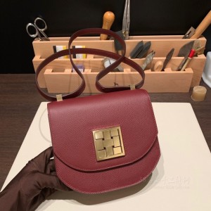 hermes Mosaique 17cm 马赛克包 epsom皮  57波尔多酒红色 淡金扣(hermes polo) 高仿