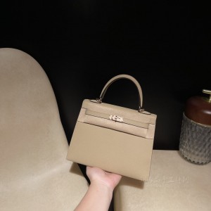 hermes kelly 25cm 凯莉包 epsom皮 S2风衣灰 玫瑰金扣(爱马仕凯莉包灰色)