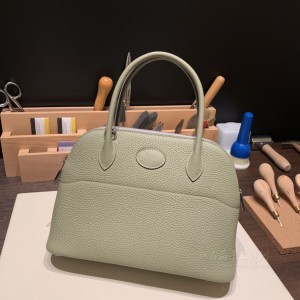 hermes bolide 27cm 保龄球 TC Clemence皮 Q1鼠尾草绿 银扣(lv保龄球包好用吗)