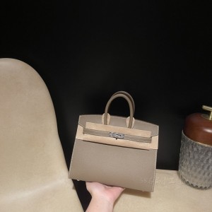 hermes birkin 25cm 铂金包 epsom皮 外缝 18大象灰(hermes铂金包包)